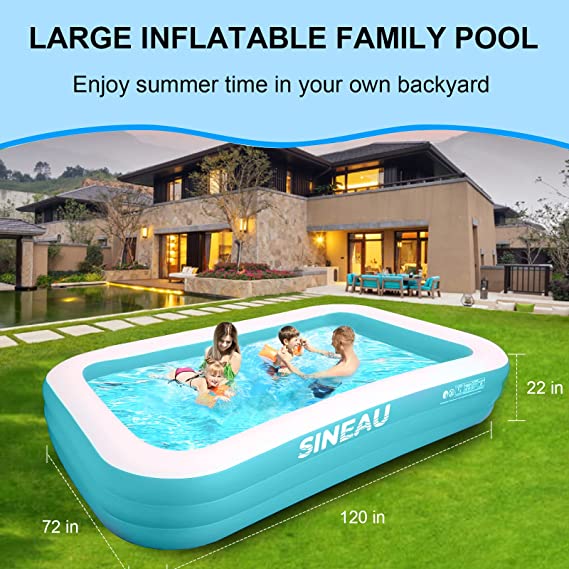 Inflatable Pool for Kids and Adults, Family Swimming Pool for Kids, Toddlers, Adults, Outdoor, Garden, Backyard, Summer Water Party