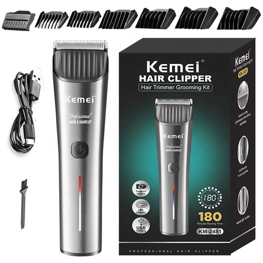 Kemei Professional Rechargeable Stainless Steel Housing Rechargeable Hair Trimmer Grooming Kit for Men KM-2481