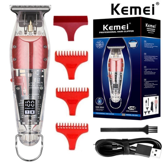 Kemei Rechargeable Professional Small Size Hair Clipper with Transparent Body and LCD display NG204