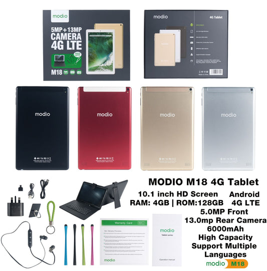 Modio M18 Tablet  10.1 inch 4GB RAM 128 GB 4G LTE